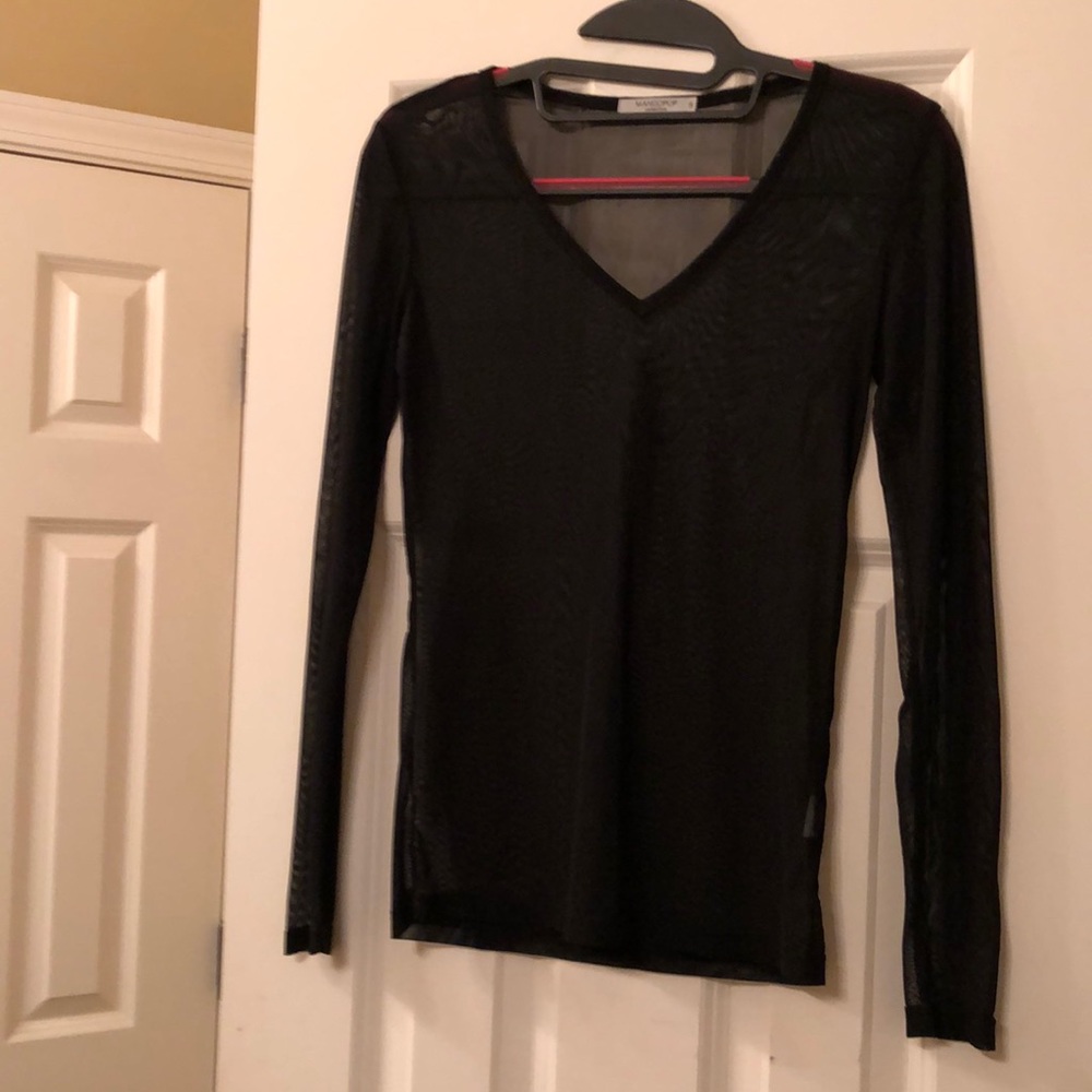 Black long sleeve see-thru mesh top